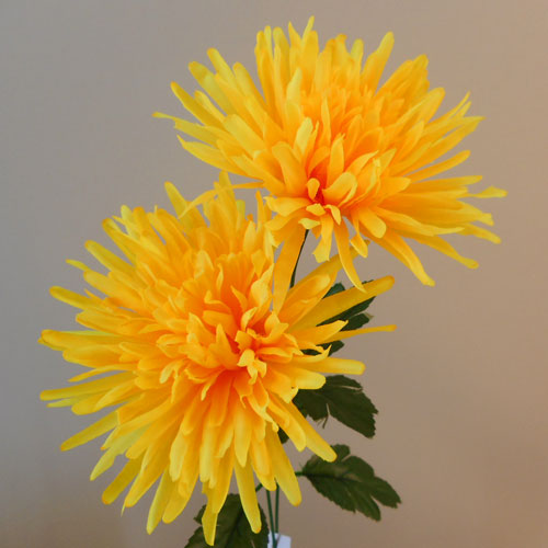 Artificial Spider Chrysanthemums Carnival Yellow 64cm Silk Flowers